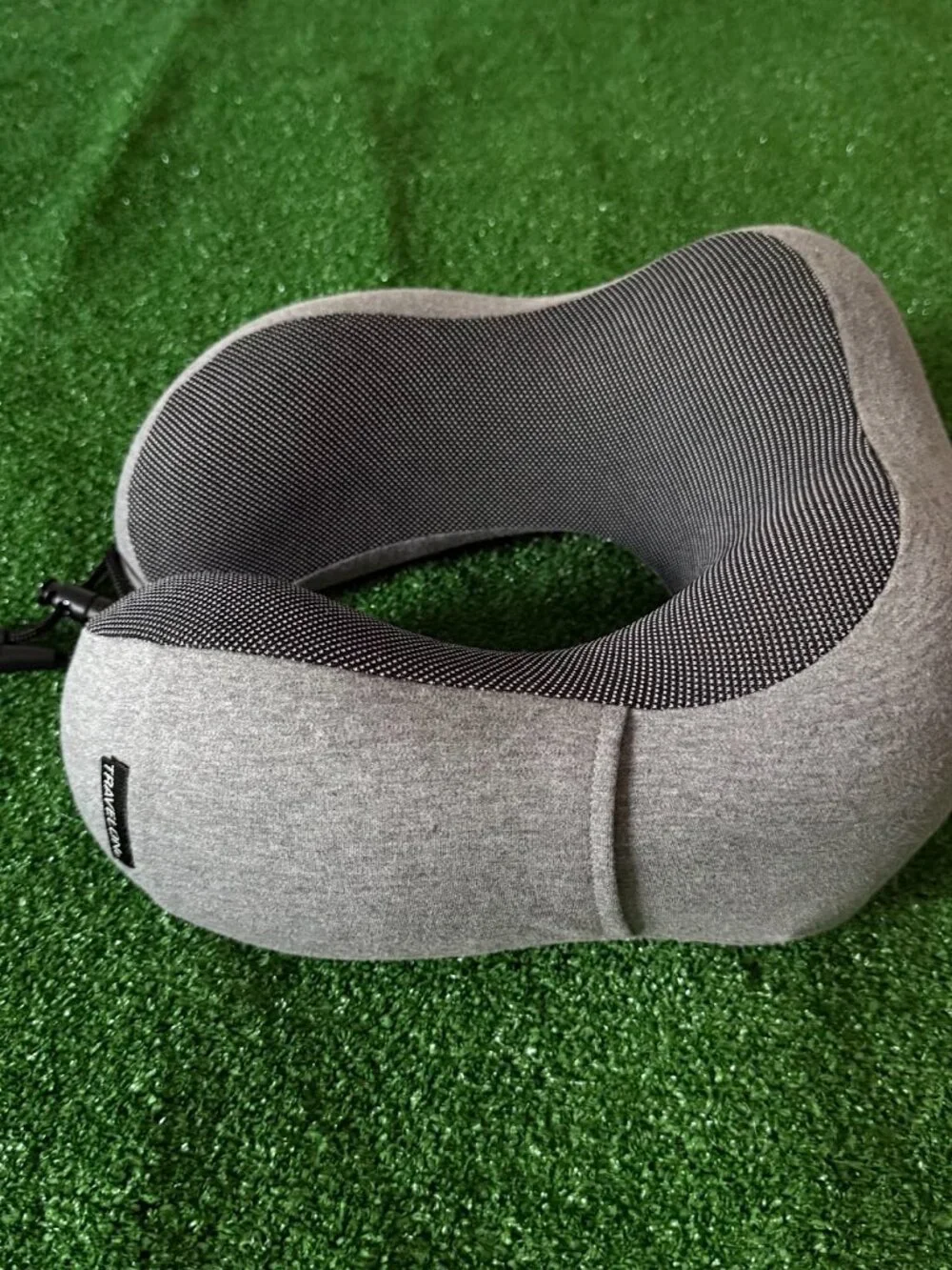 Travelon Contoured Memory Foam Neck Pillow Charcoal Gray Plush Cover Travel